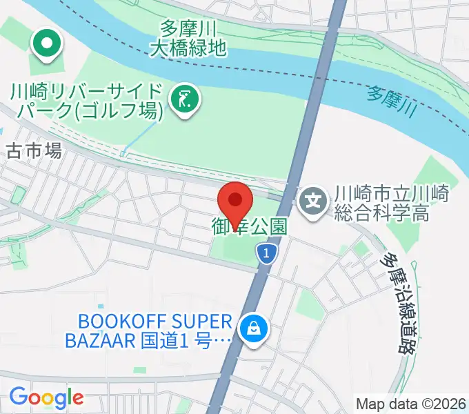 御幸公園野球場の地図