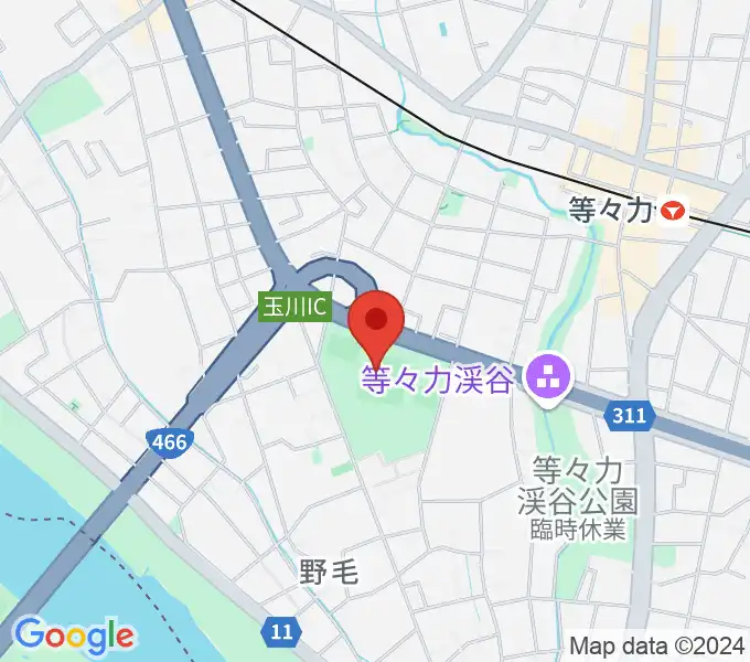 玉川野毛町公園野球場の地図