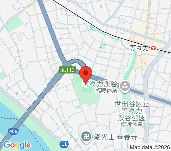 玉川野毛町公園野球場の地図
