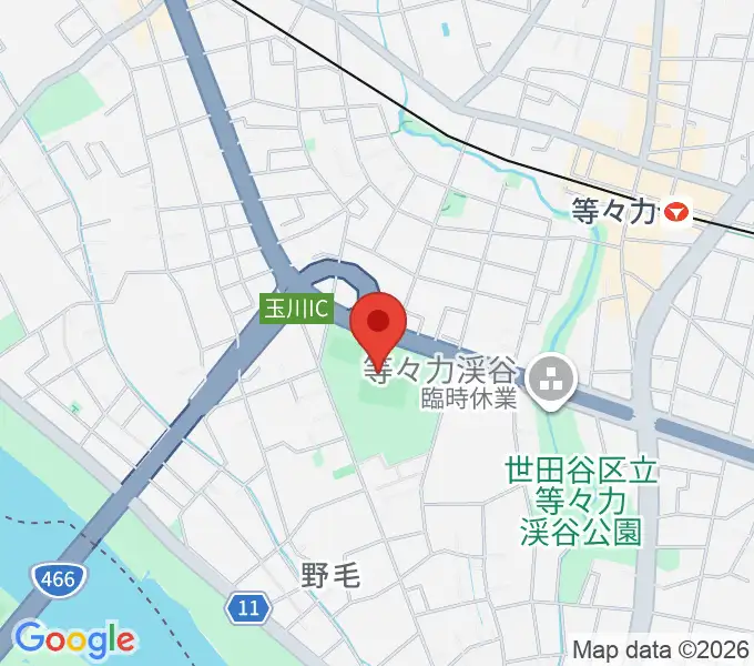 玉川野毛町公園野球場の地図