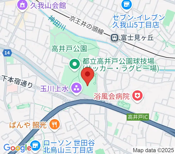 高井戸公園野球場の地図