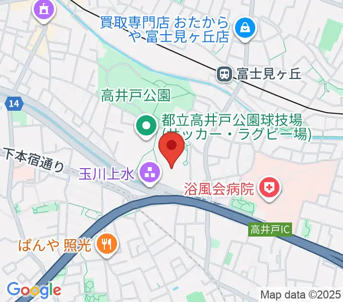 高井戸公園野球場の地図
