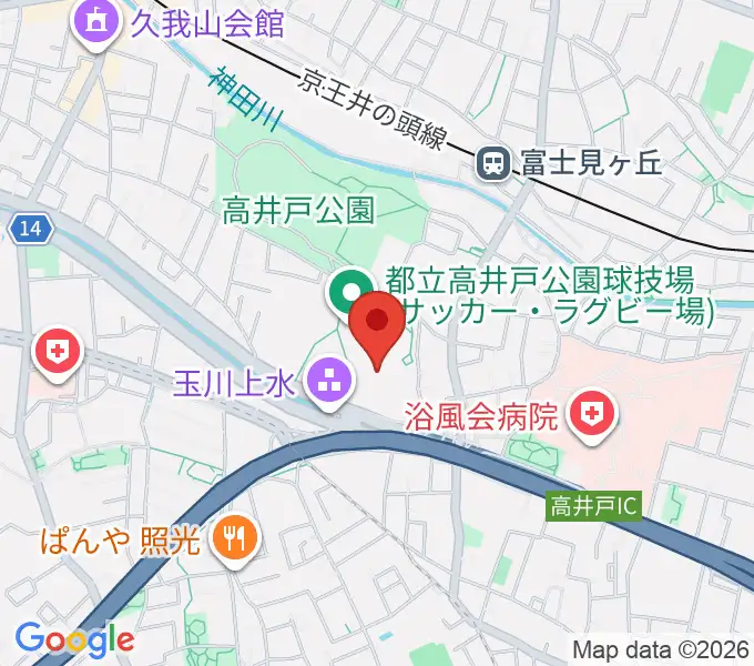 高井戸公園野球場の地図