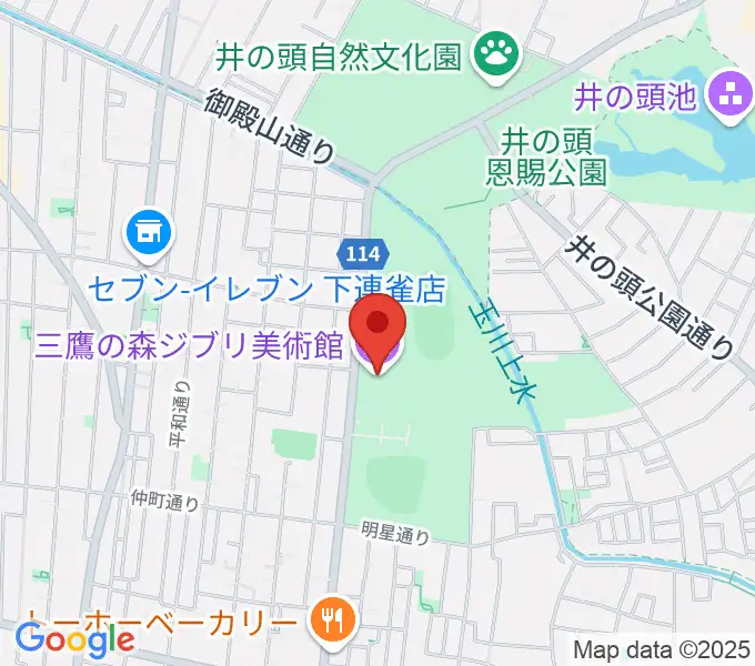 三鷹の森ジブリ美術館の地図