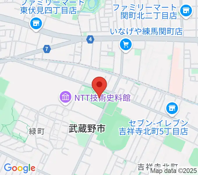 武蔵野軟式野球場の地図