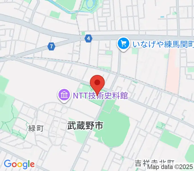 武蔵野軟式野球場の地図