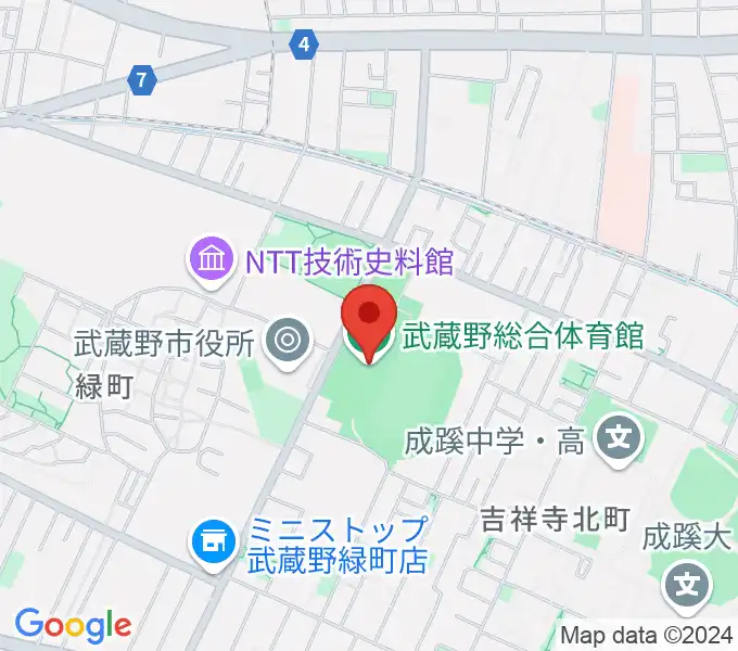 武蔵野総合体育館の地図