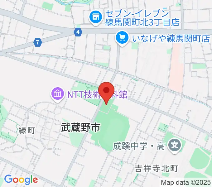 武蔵野温水プールの地図