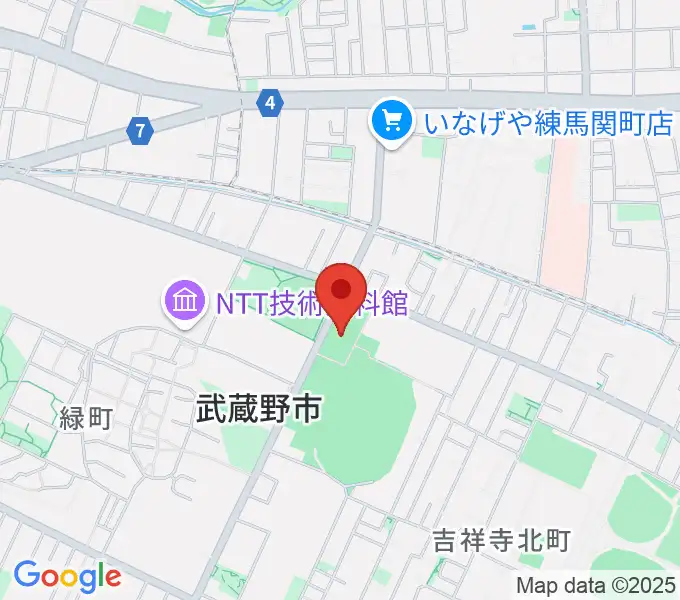 武蔵野温水プールの地図