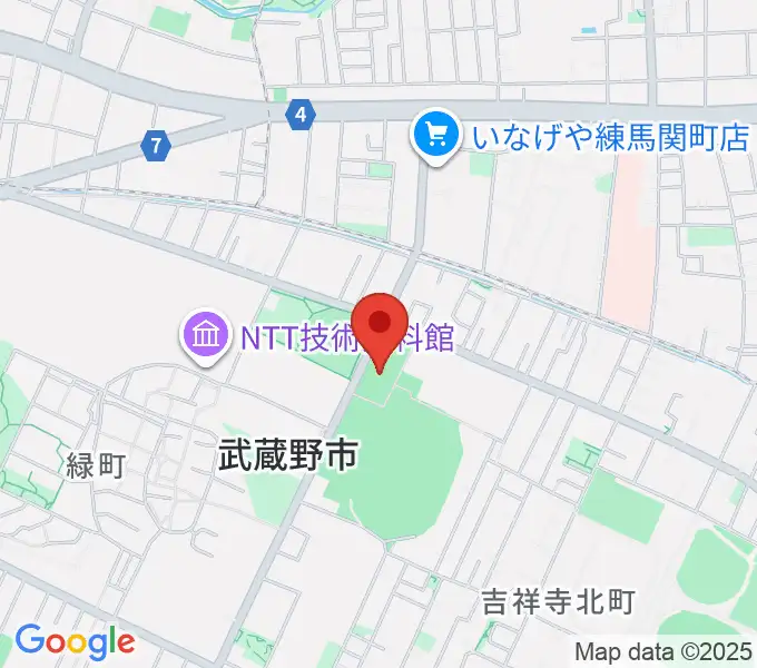 武蔵野温水プールの地図