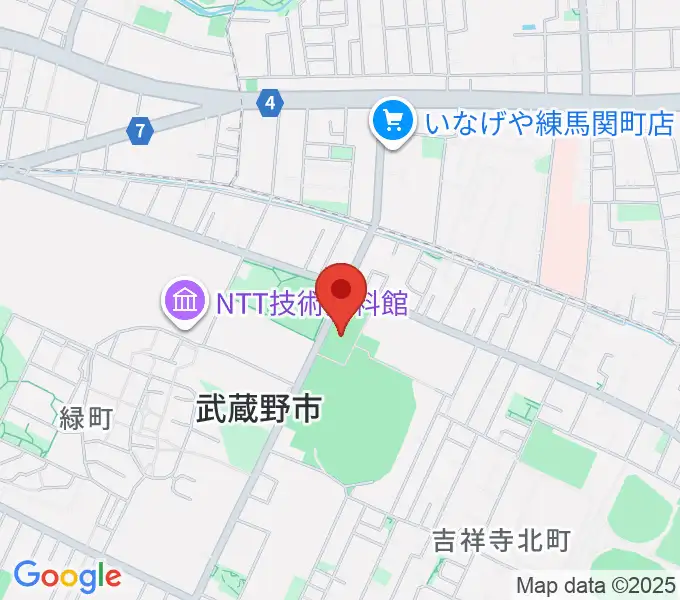 武蔵野温水プールの地図