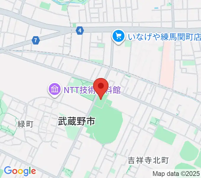 武蔵野温水プールの地図