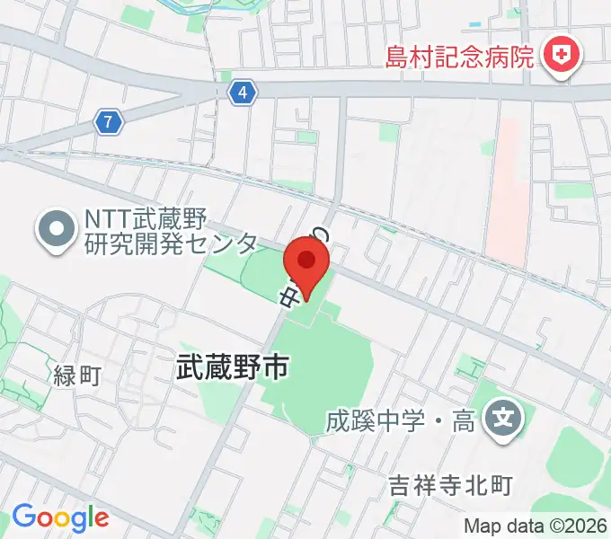 武蔵野温水プールの地図
