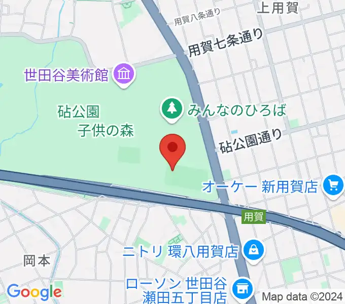 砧公園軟式野球場の地図