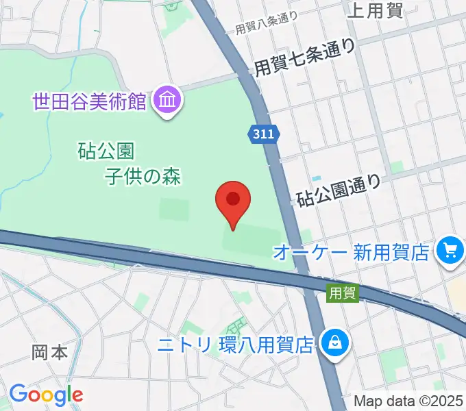砧公園軟式野球場の地図