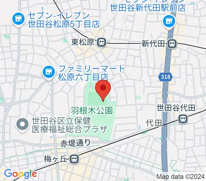 羽根木公園野球場の地図