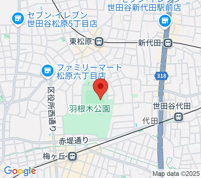 羽根木公園野球場の地図