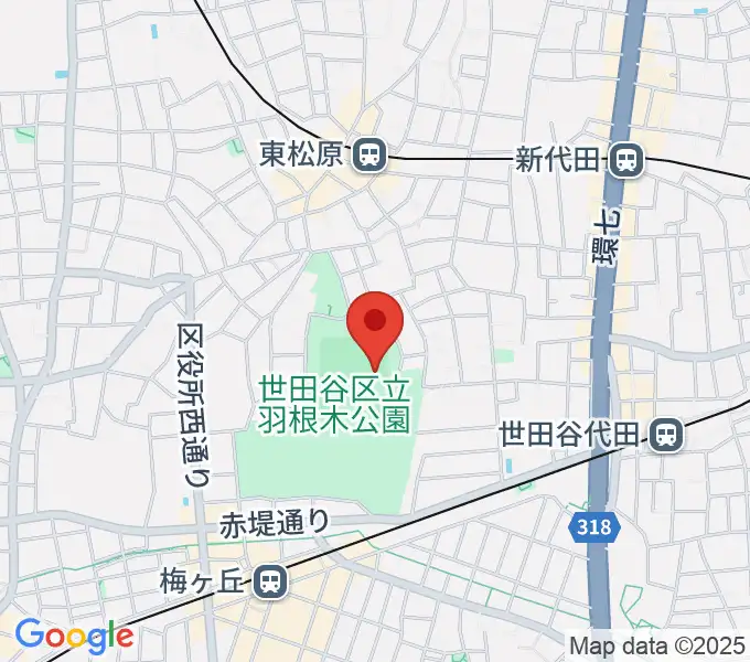 羽根木公園野球場の地図