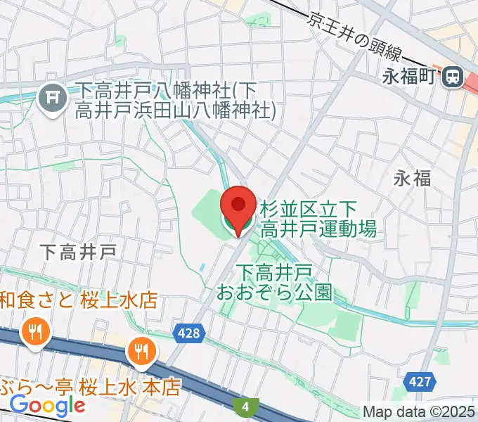 杉並区下高井戸運動場の地図