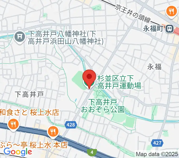 杉並区下高井戸運動場の地図