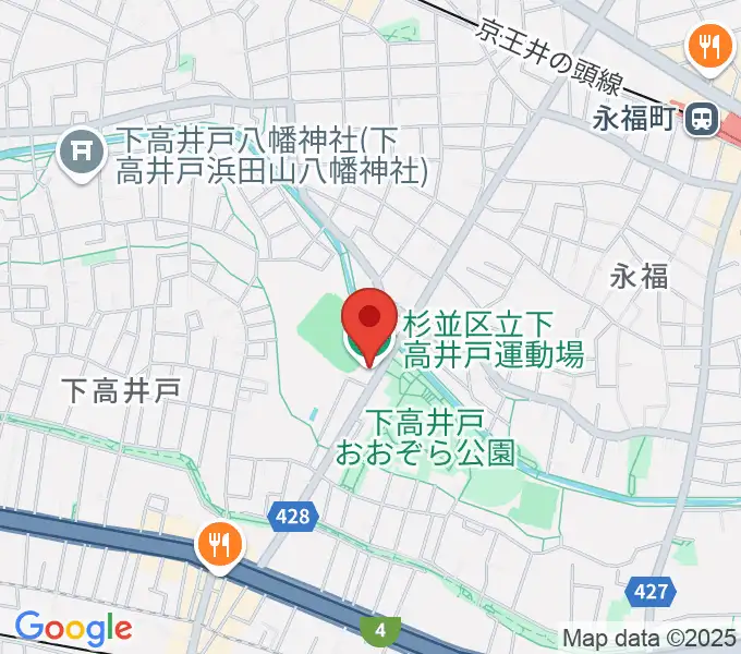 杉並区下高井戸運動場の地図