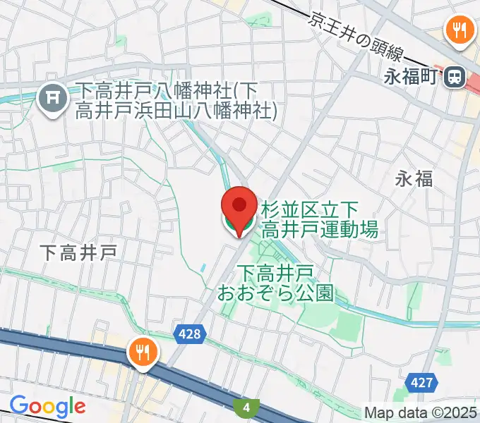 杉並区下高井戸運動場の地図