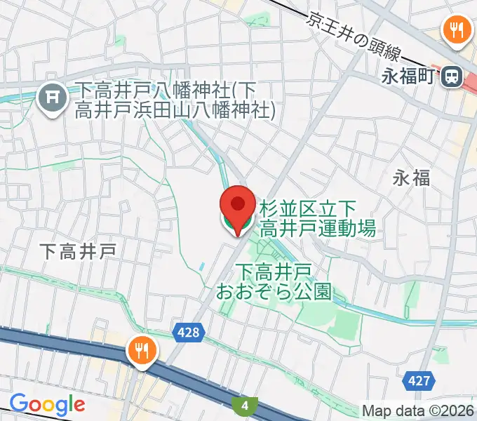 杉並区下高井戸運動場の地図