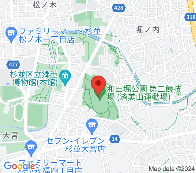 和田堀公園第二競技場の場所