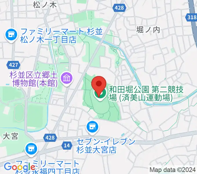 和田堀公園第二競技場の地図