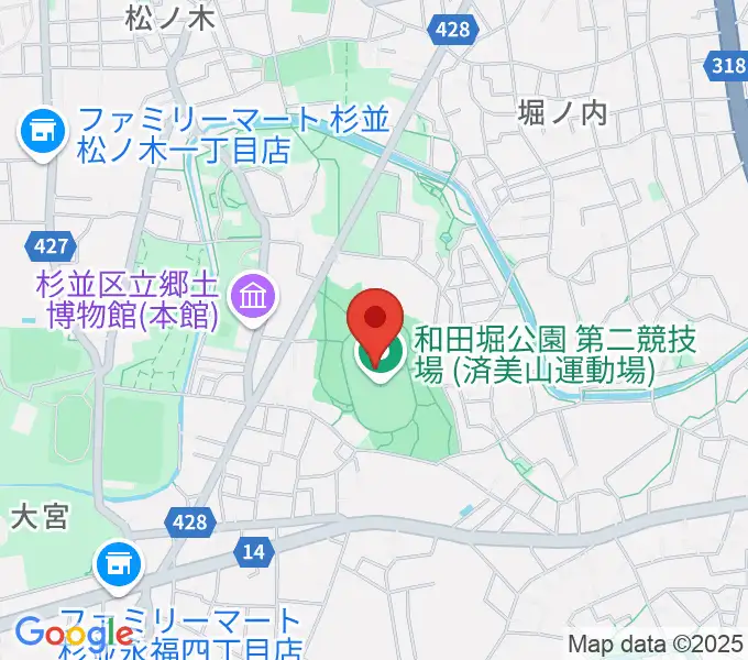 和田堀公園第二競技場の地図