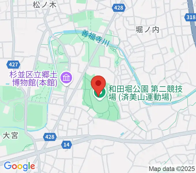和田堀公園第二競技場の地図