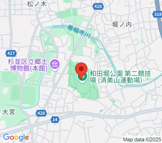 和田堀公園第二競技場の地図