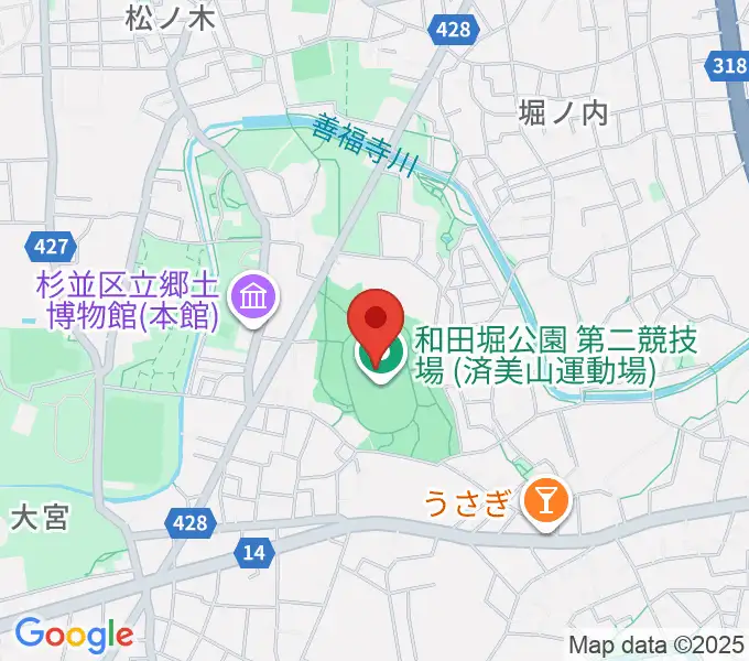和田堀公園第二競技場の地図