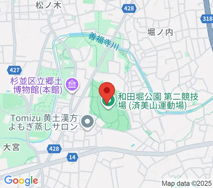 和田堀公園第二競技場の地図