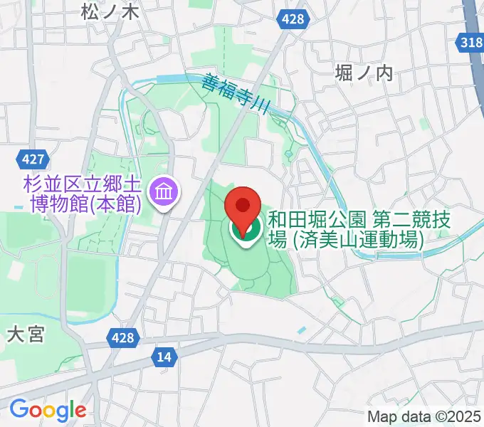 和田堀公園第二競技場の地図