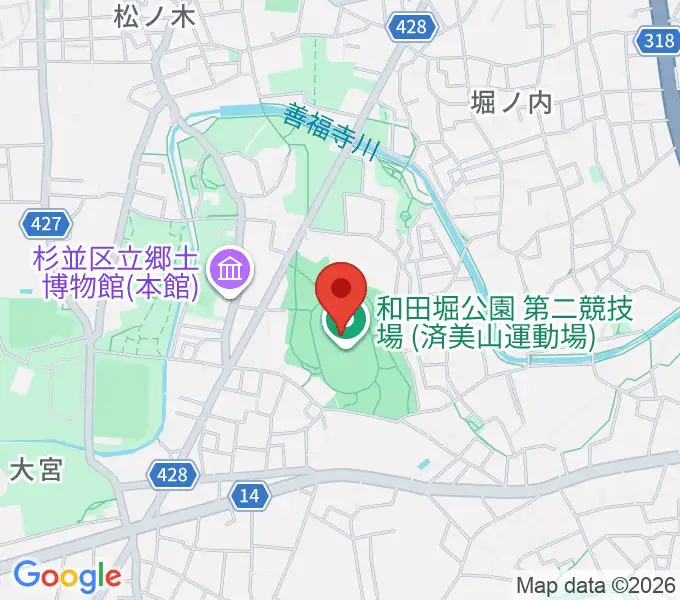 和田堀公園第二競技場の地図