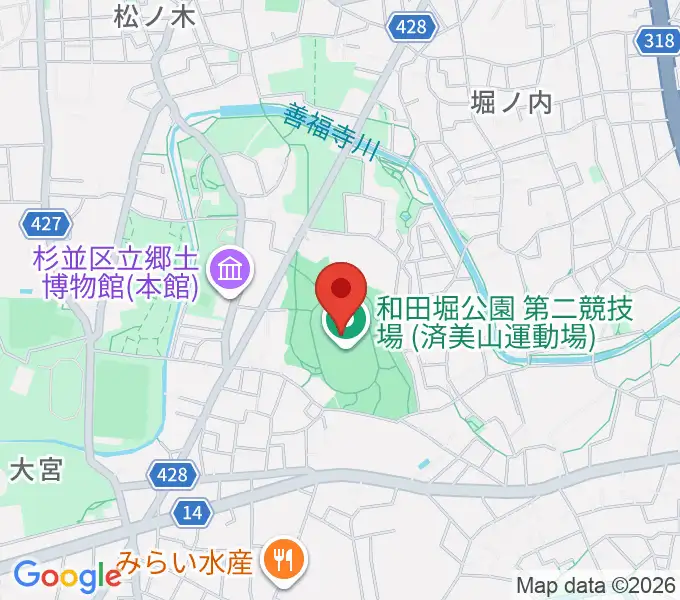 和田堀公園第二競技場の地図
