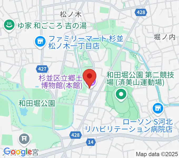 杉並区立郷土博物館の地図