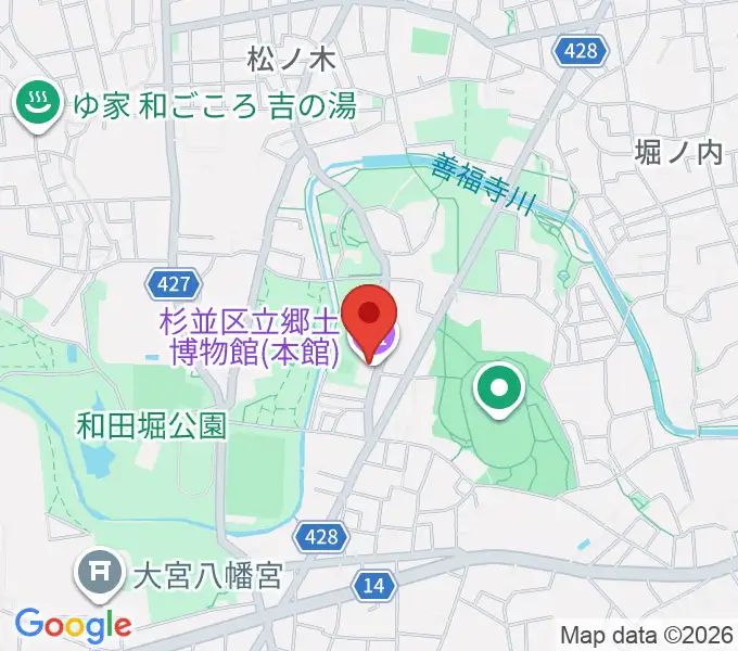 杉並区立郷土博物館の地図