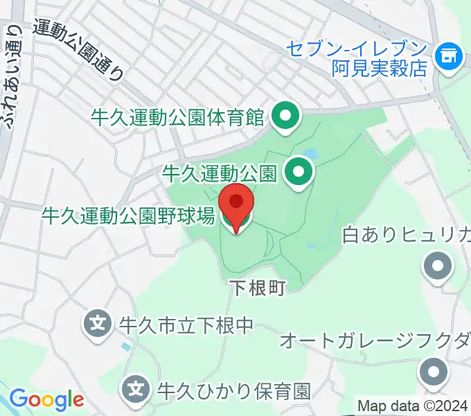 牛久運動公園野球場の地図