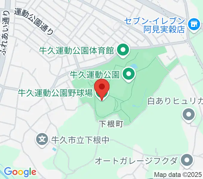 牛久運動公園野球場の地図