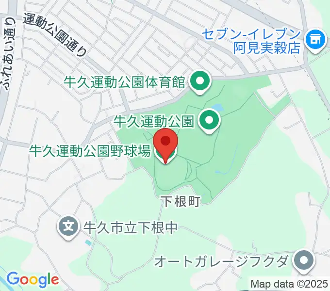 牛久運動公園野球場の地図
