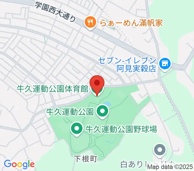 牛久運動公園体育館の地図