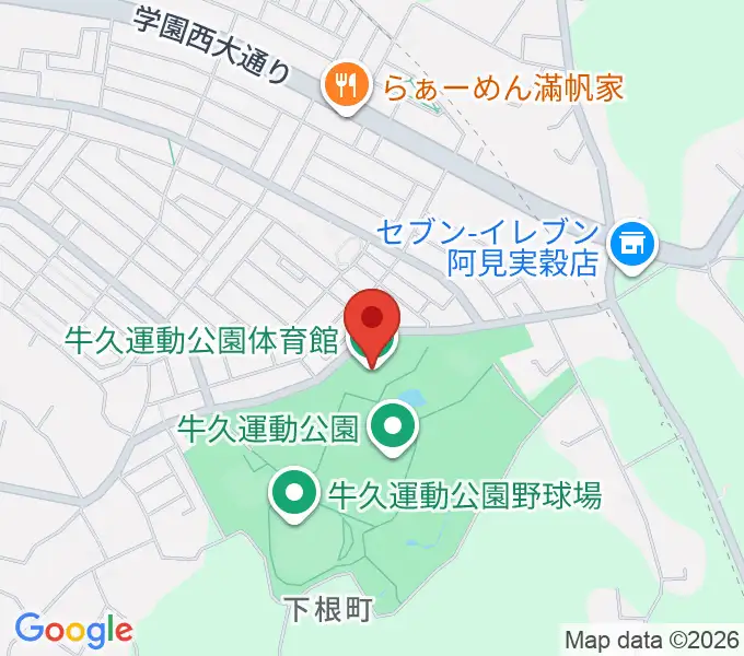牛久運動公園体育館の地図