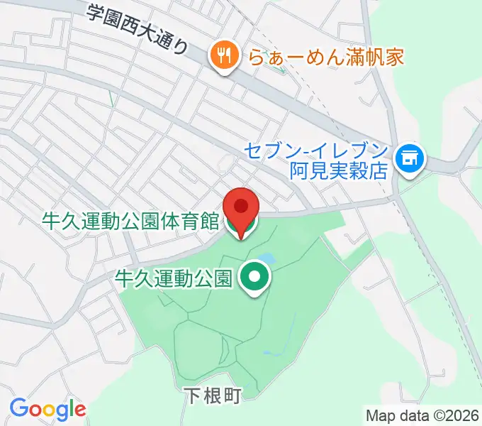 牛久運動公園体育館の地図