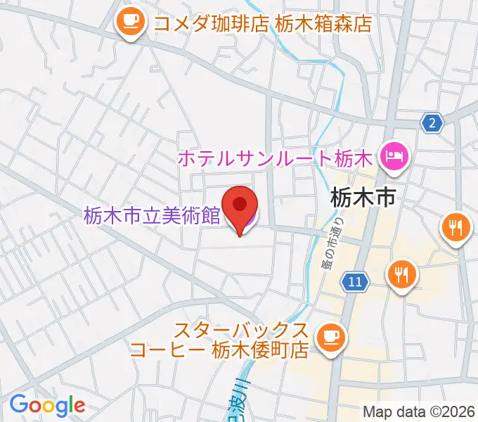栃木市立美術館の地図