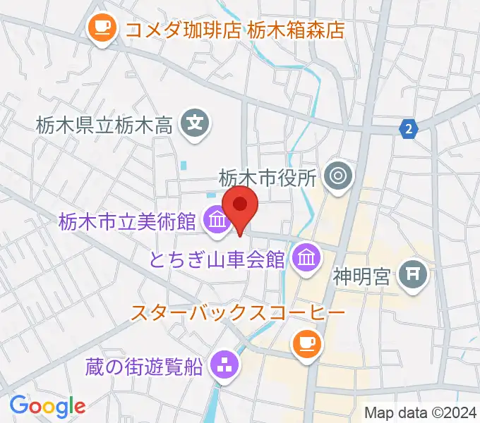 栃木市立文学館の地図