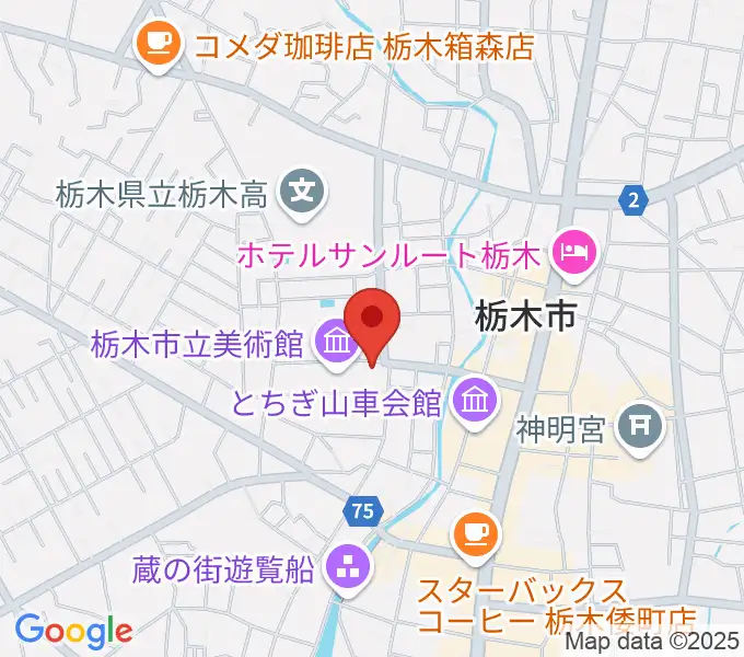 栃木市立文学館の地図