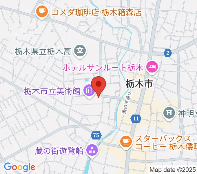 栃木市立文学館の地図
