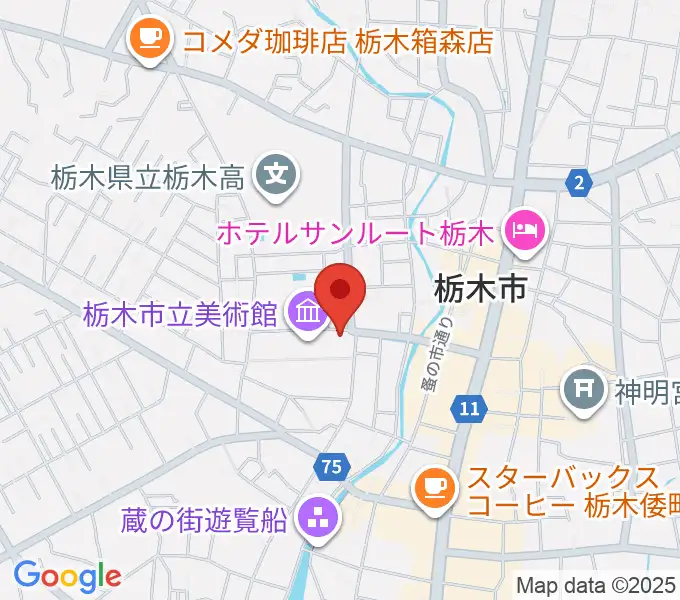 栃木市立文学館の地図